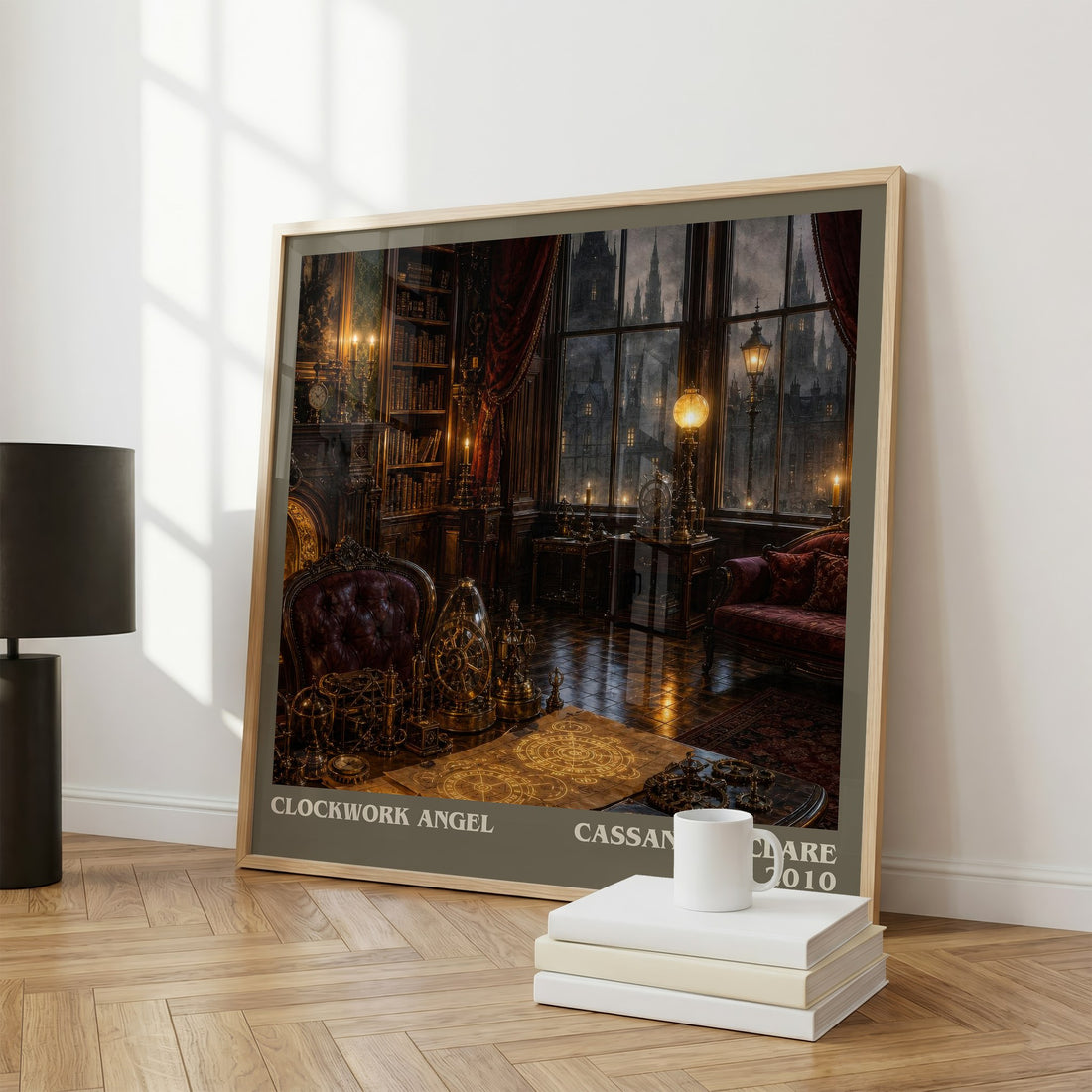 Clockwork Angel literary print framed by window – literary home decor