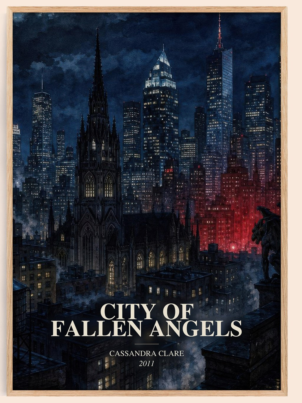 City of Fallen Angels watercolour book poster by Cassandra Clare – framed literary art print