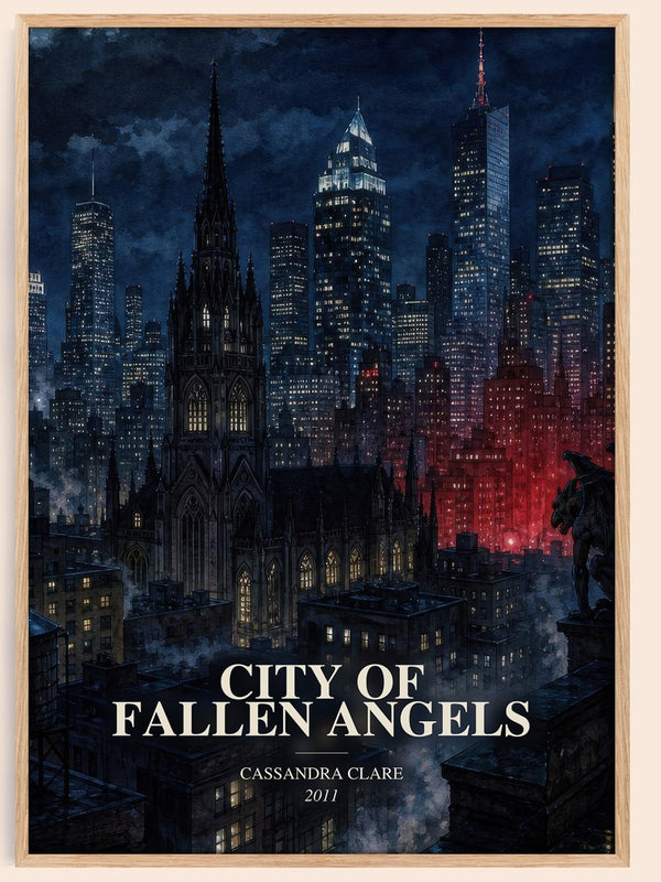 City of Fallen Angels watercolour book poster by Cassandra Clare – framed literary art print