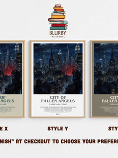 City of Fallen Angels bookish print in frame leaning in hallway – young adult wall art