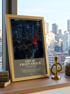 City of Fallen Angels bookish print framed by window – literary home decor