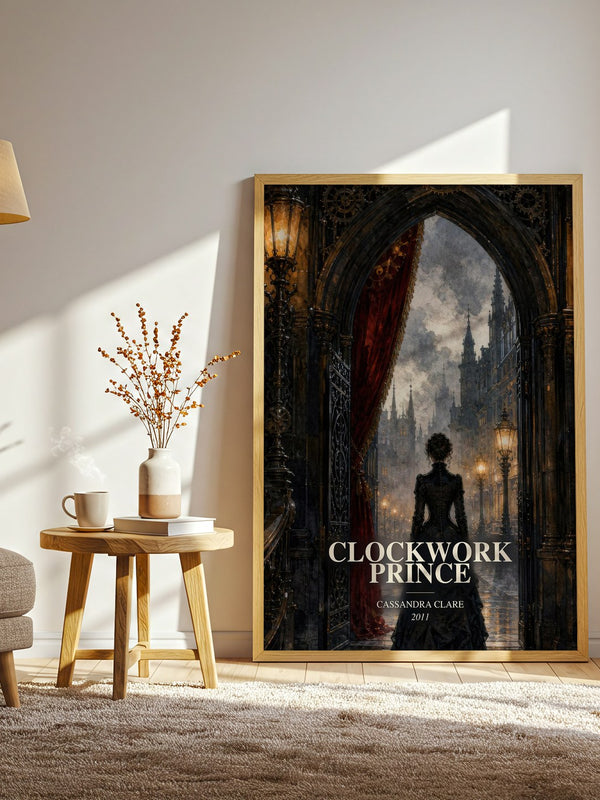 Clockwork Prince watercolour print in frame leaning in hallway – fantasy wall art