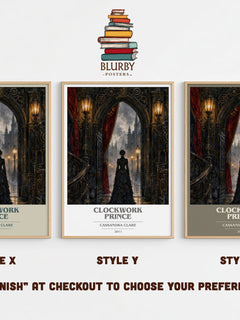 Clockwork Prince book cover print in frame leaning in hallway – fantasy wall art