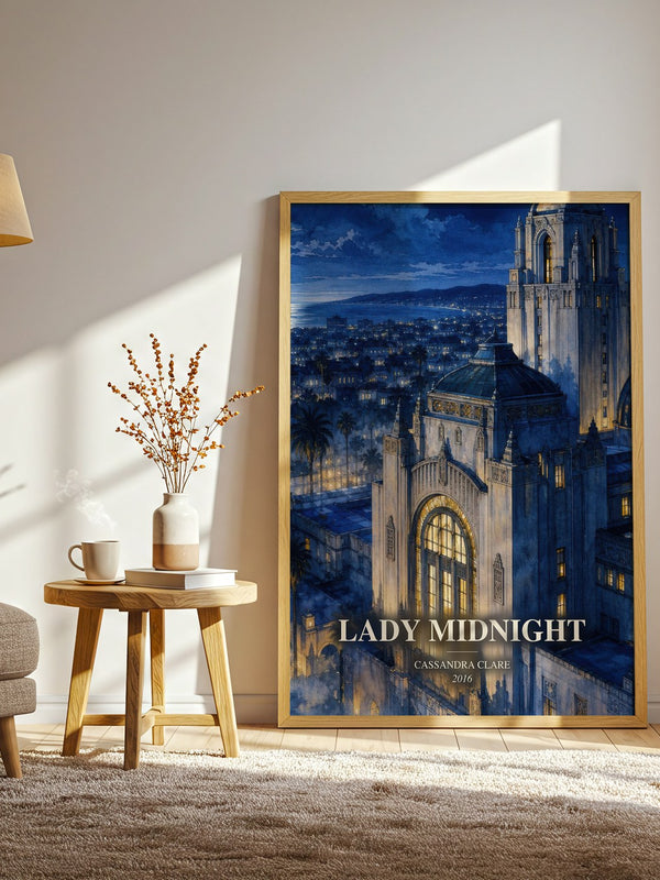 Lady Midnight watercolour print in frame leaning in hallway – fantasy wall art