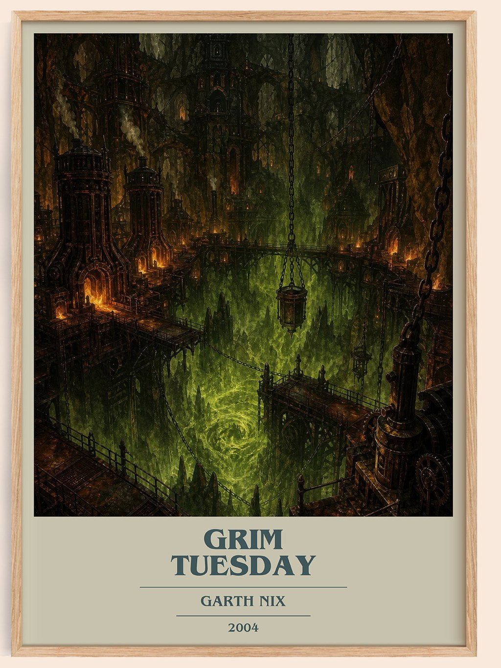 Grim Tuesday book cover book poster by Garth Nix – framed literary art print