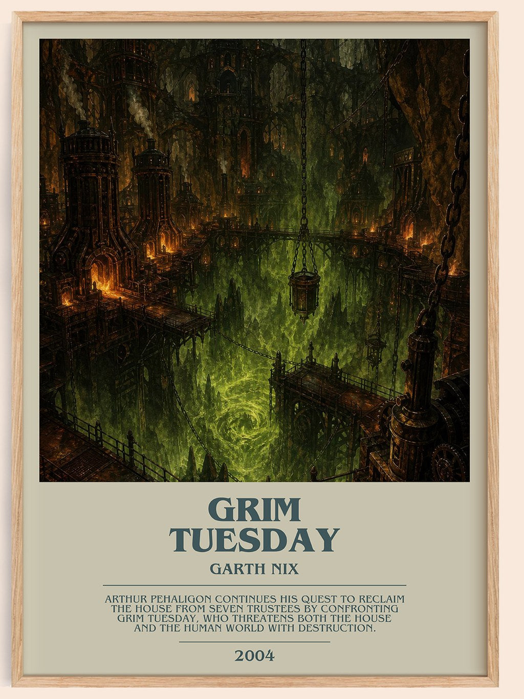 Grim Tuesday bookish book poster by Garth Nix – framed literary art print
