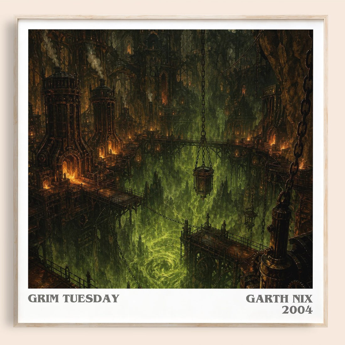 Grim Tuesday literary book poster by Garth Nix – framed literary art print