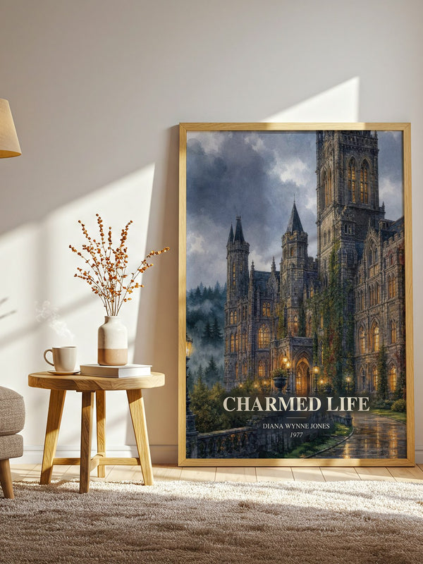 Charmed Life watercolour print in frame leaning in hallway – fantasy wall art