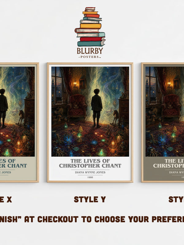 The Lives of Christopher Chant book cover print in frame leaning in hallway – childrens wall art