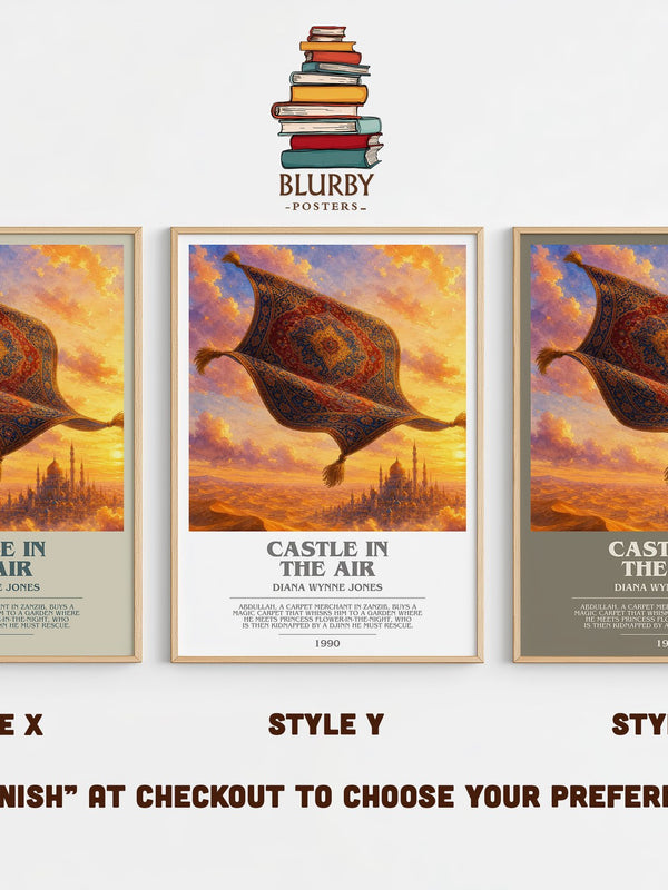 Castle in the Air bookish print in frame leaning in hallway – fantasy wall art