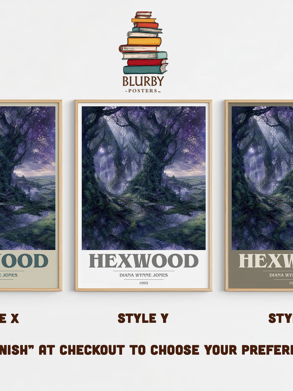 Hexwood book cover print in frame leaning in hallway – fantasy wall art
