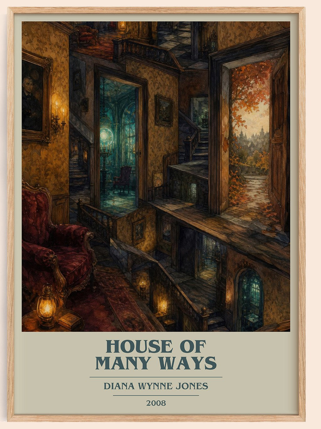 House of Many Ways book cover book poster by Diana Wynne Jones – framed literary art print