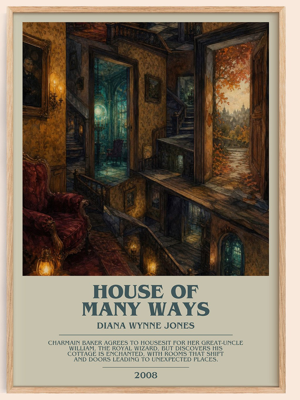 House of Many Ways bookish book poster by Diana Wynne Jones – framed literary art print