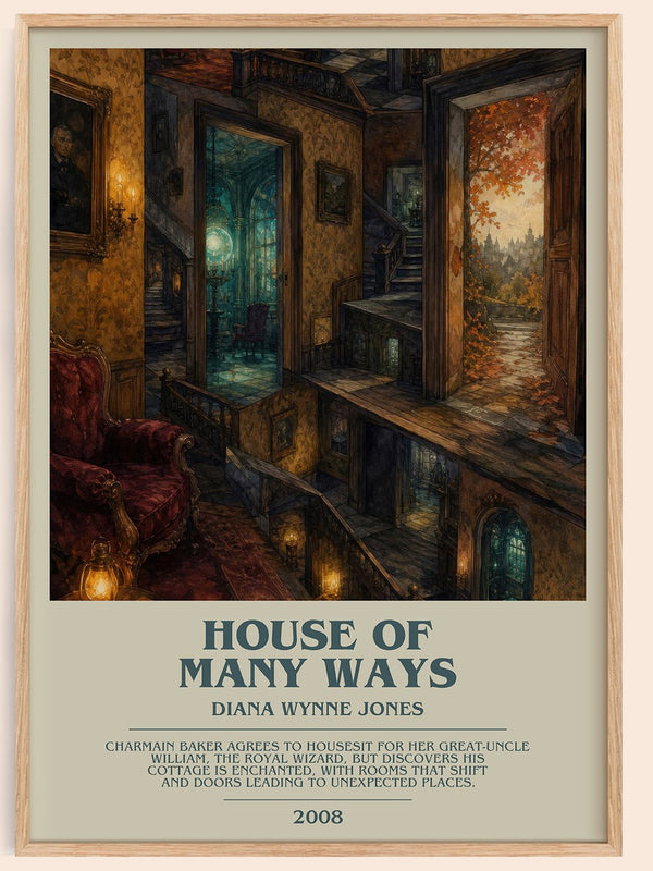 House of Many Ways bookish book poster by Diana Wynne Jones – framed literary art print
