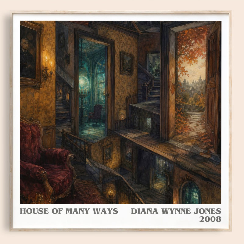 House of Many Ways literary book poster by Diana Wynne Jones – framed literary art print