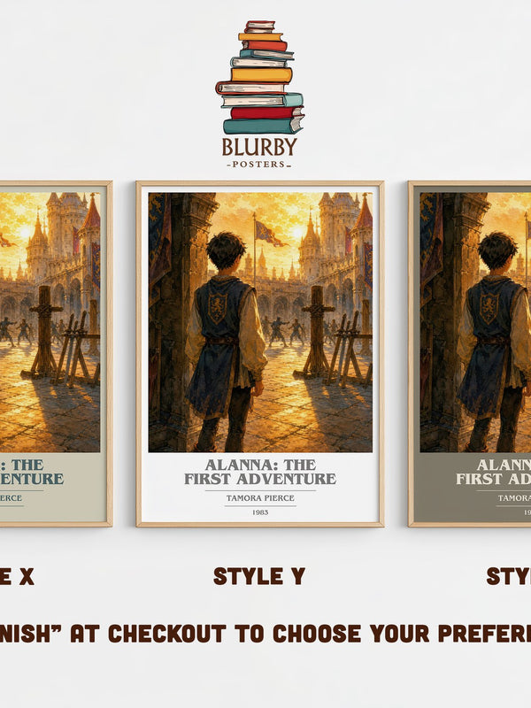 Alanna: The First Adventure book cover print in frame leaning in hallway – fantasy wall art
