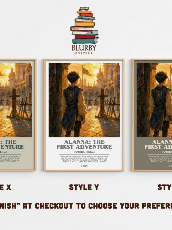 Alanna: The First Adventure bookish print in frame leaning in hallway – fantasy wall art