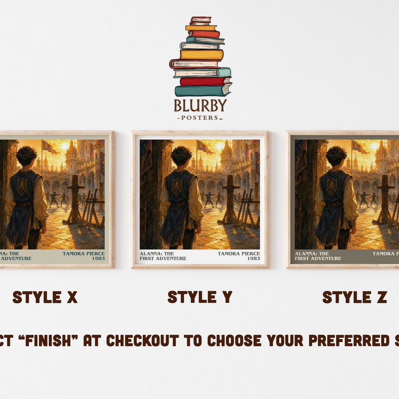 Alanna: The First Adventure literary print in frame leaning in hallway – fantasy wall art