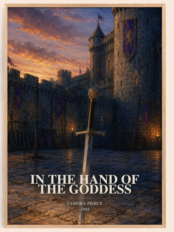In the Hand of the Goddess watercolour book poster by Tamora Pierce – framed literary art print