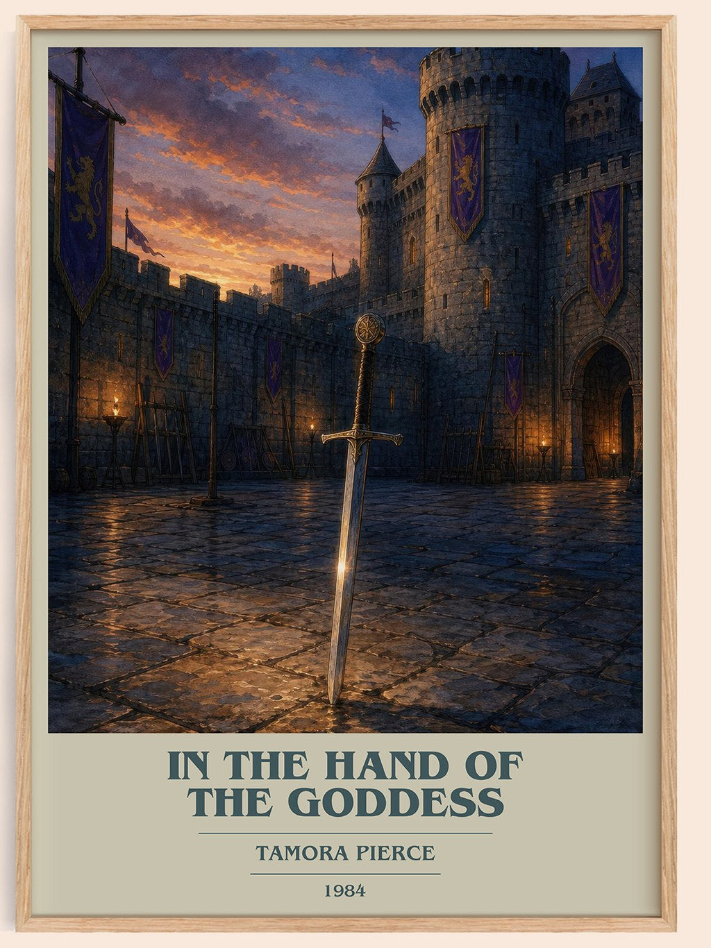 In the Hand of the Goddess book cover book poster by Tamora Pierce – framed literary art print