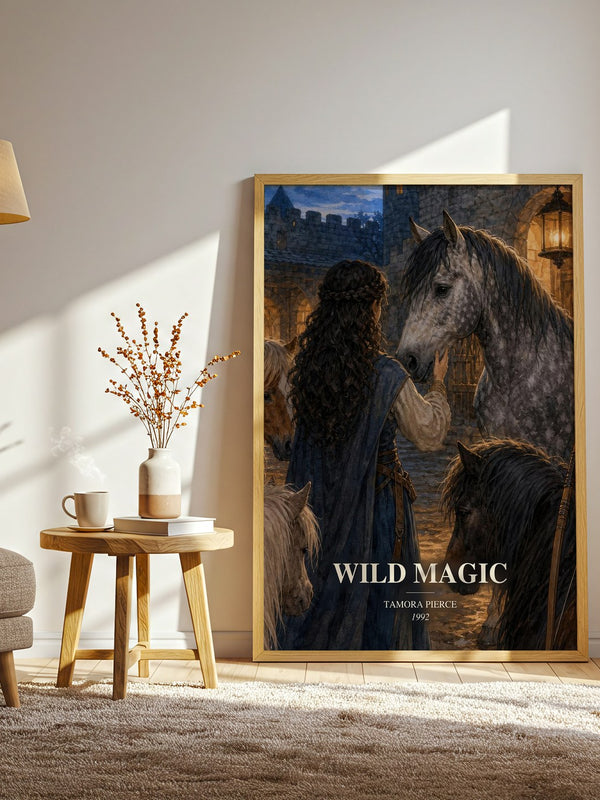 Wild Magic watercolour print in frame leaning in hallway – fantasy wall art