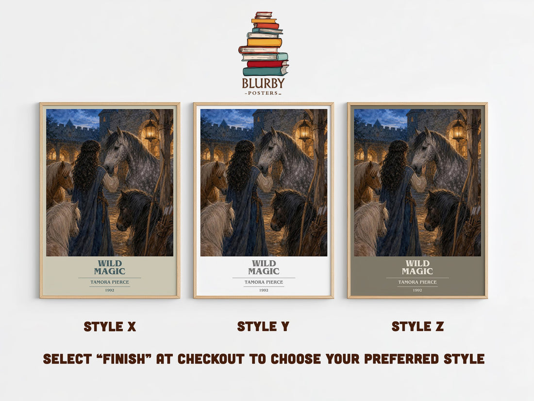 Wild Magic book cover print in frame leaning in hallway – fantasy wall art (mockup)