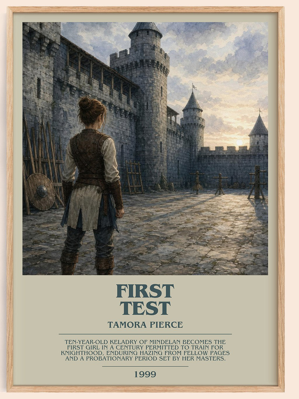 First Test bookish book poster by Tamora Pierce – framed literary art print