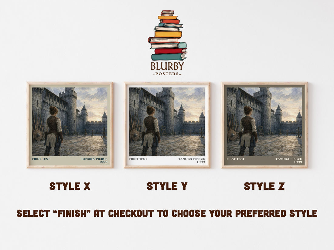First Test literary print in frame leaning in hallway – young adult wall art (mockup)