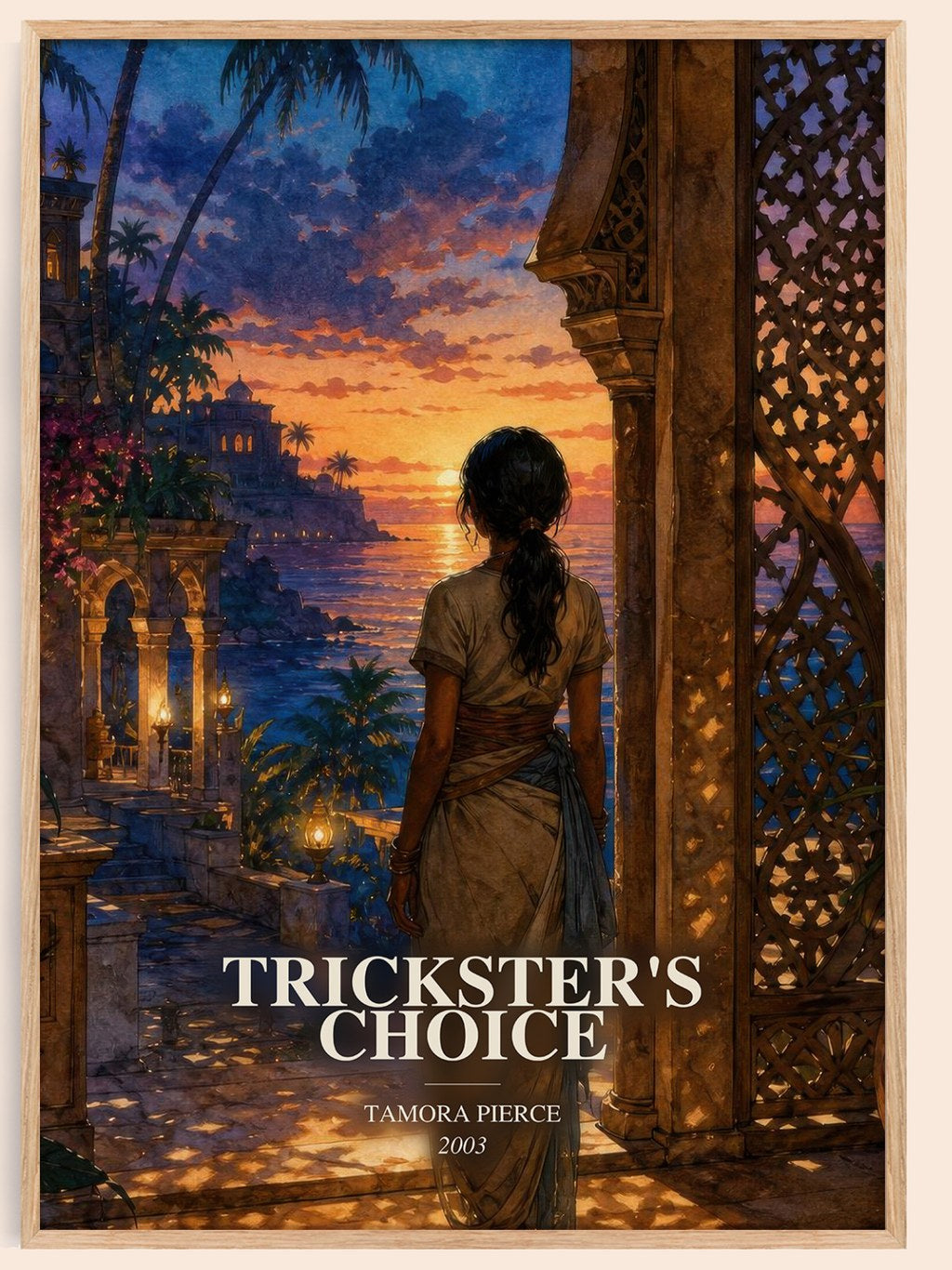 Trickster's Choice watercolour book poster by Tamora Pierce – framed literary art print