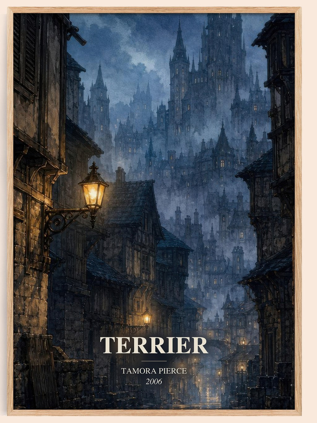 Terrier watercolour book poster by Tamora Pierce – framed literary art print