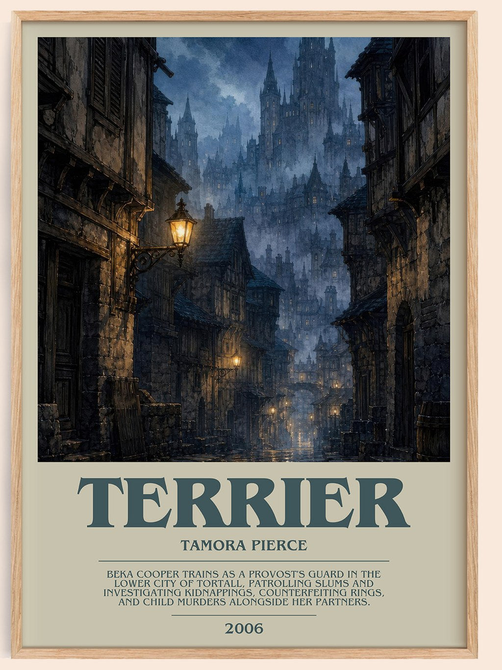 Terrier bookish book poster by Tamora Pierce – framed literary art print