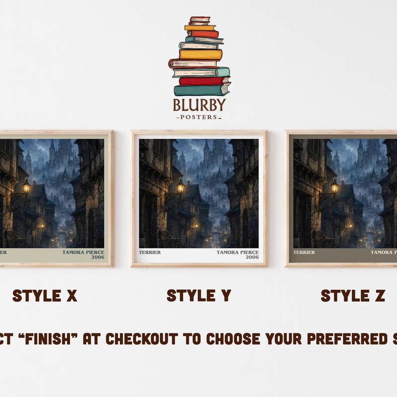 Terrier literary print in frame leaning in hallway – fantasy wall art