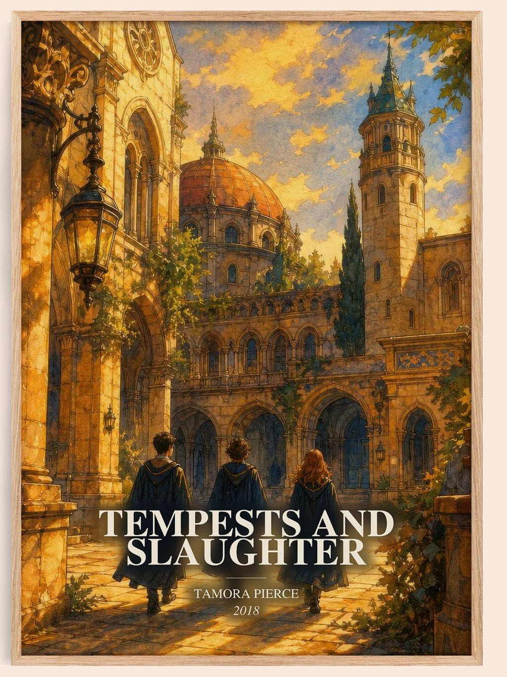 Tempests and Slaughter watercolour book poster by Tamora Pierce – framed literary art print