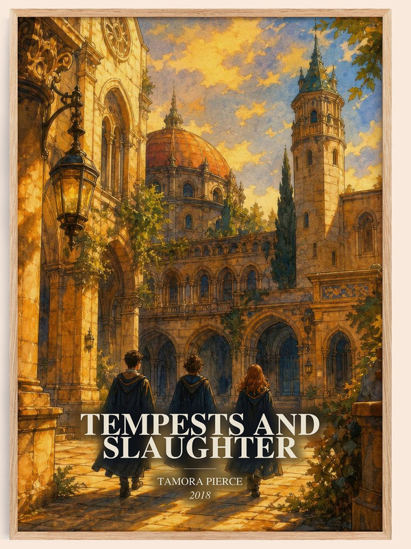 Tempests and Slaughter watercolour book poster by Tamora Pierce – framed literary art print