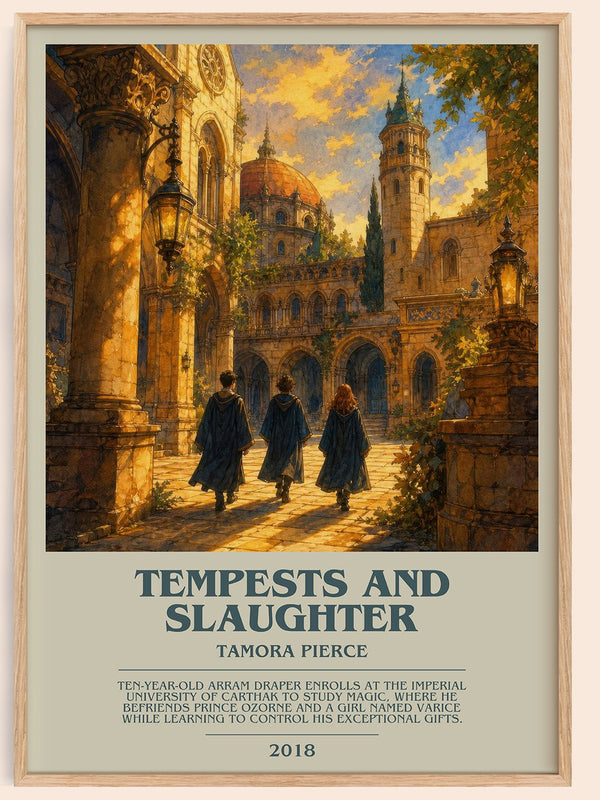 Tempests and Slaughter bookish book poster by Tamora Pierce – framed literary art print