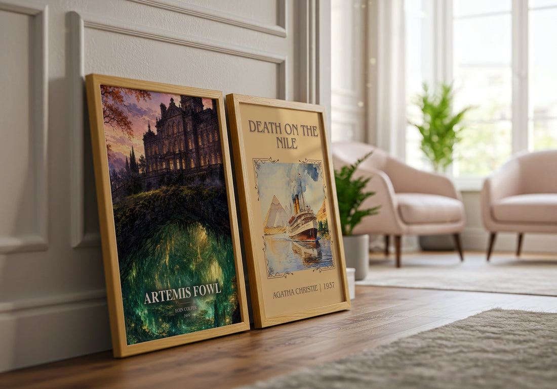 Artemis Fowl watercolour print framed by window – literary home decor