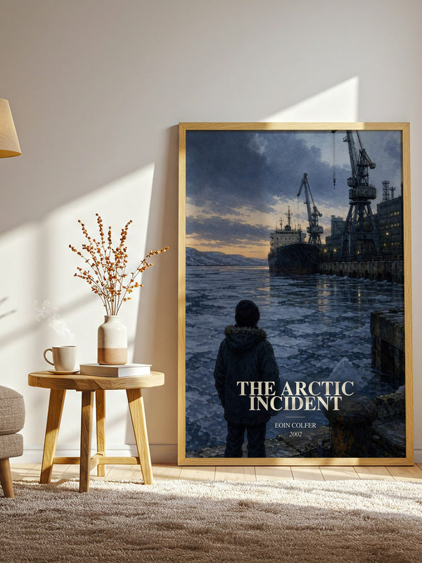 The Arctic Incident watercolour print in frame leaning in hallway – fantasy wall art
