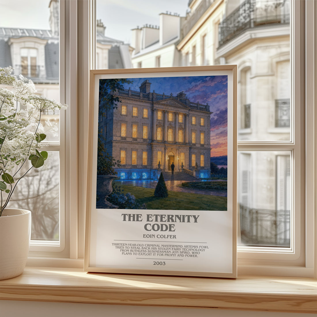 The Eternity Code bookish poster colour and style options – Eoin Colfer book art