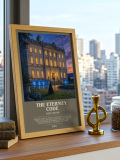 The Eternity Code bookish print framed by window – literary home decor