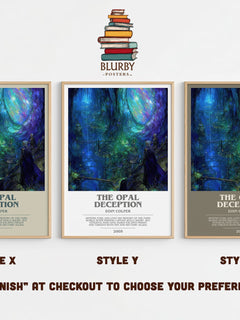 The Opal Deception bookish print in frame leaning in hallway – fantasy wall art