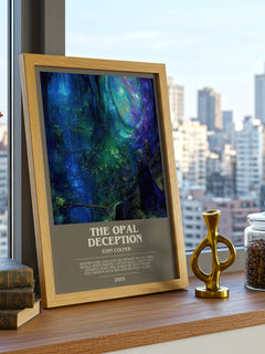 The Opal Deception bookish print framed by window – literary home decor