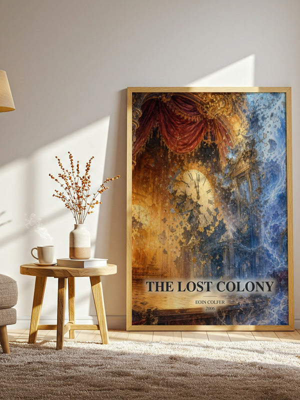 The Lost Colony watercolour print in frame leaning in hallway – sci fi wall art