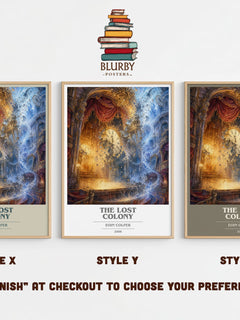 The Lost Colony book cover print in frame leaning in hallway – sci fi wall art