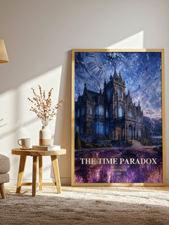 The Time Paradox watercolour print in frame leaning in hallway – fantasy wall art