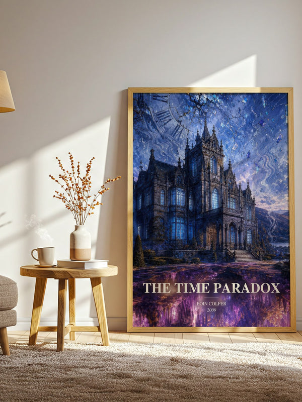 The Time Paradox watercolour print in frame leaning in hallway – fantasy wall art