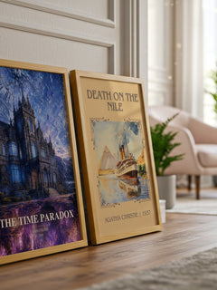 The Time Paradox watercolour print framed by window – literary home decor