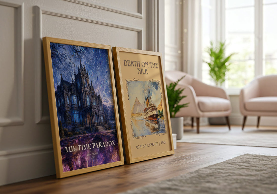 The Time Paradox watercolour print framed by window – literary home decor