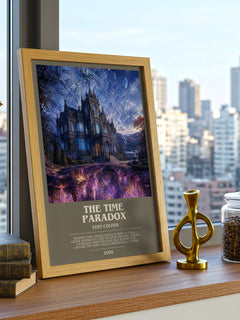 The Time Paradox bookish print framed by window – literary home decor
