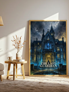 The Last Guardian watercolour print in frame leaning in hallway – fantasy wall art