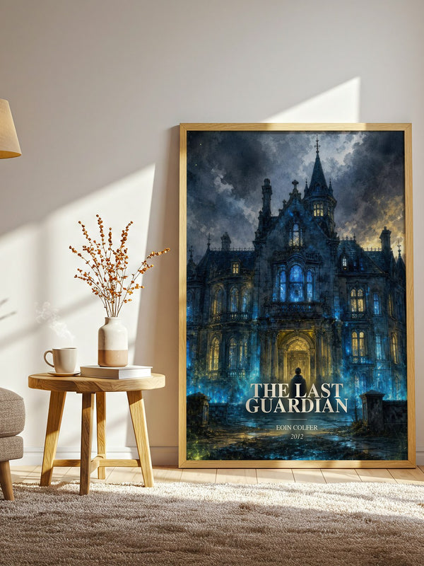 The Last Guardian watercolour print in frame leaning in hallway – fantasy wall art